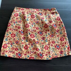 Vintage 90s Skirt size 14 White Stage Short Faux Wrap Floral Boho Cottagecore